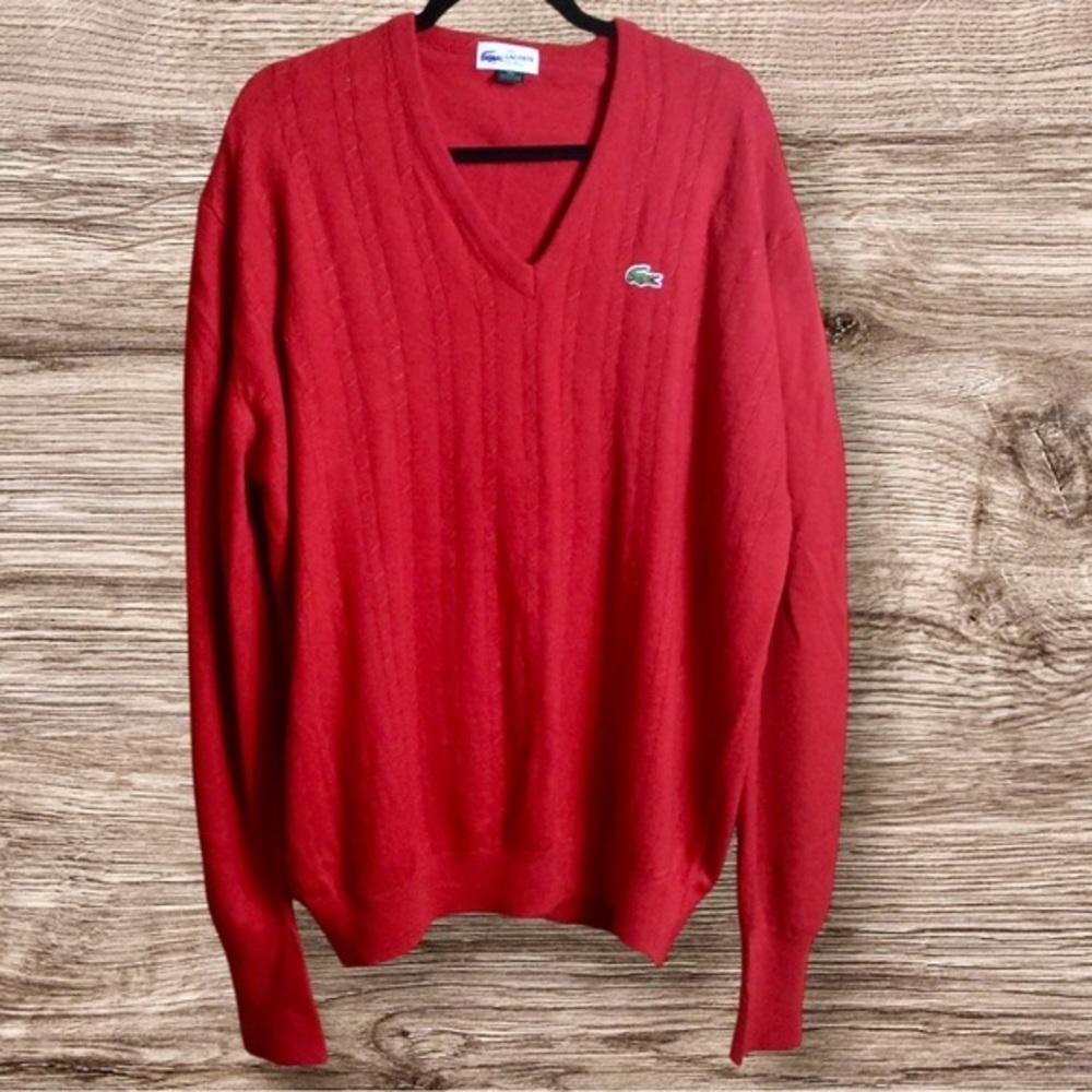 Vintage  Lacoste The Lacoste club red vneck sweater. Xxl